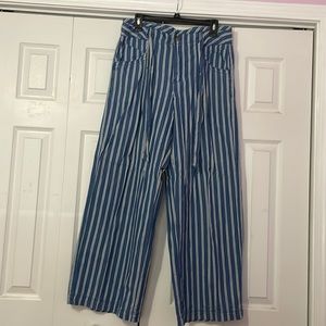 Striped wide leg pants